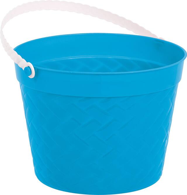 Seau de Pâques tissé en plastique bleu Front_Angled_Right