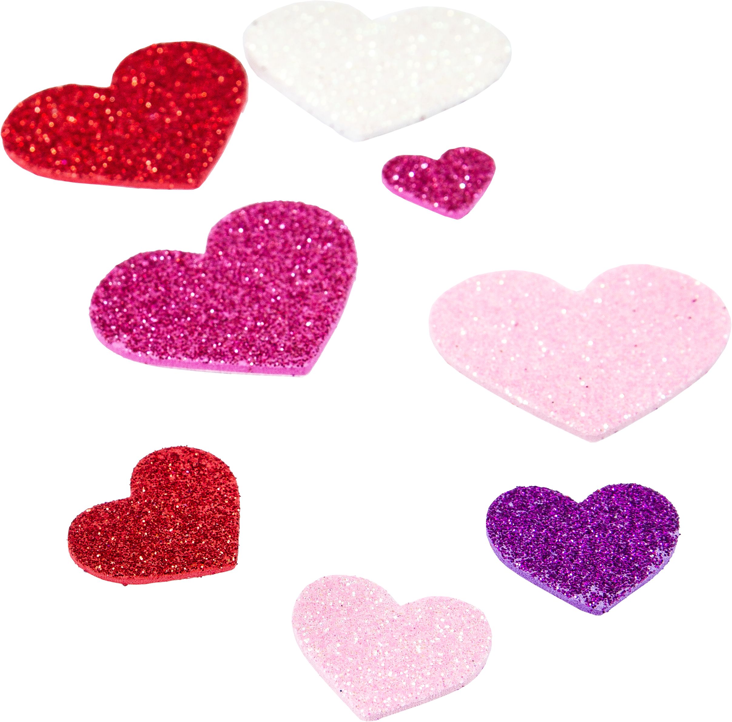 Heart Glitter Foam Stickers, Pink/Red/Purple, 285-pk, for Valentine's Day Composite_or_Mixed