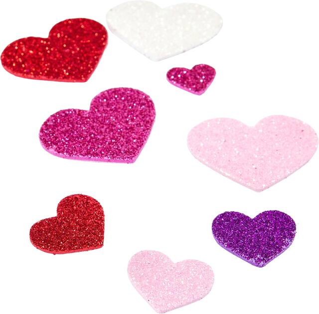 Heart Glitter Foam Stickers, Pink/Red/Purple, 285-pk, for Valentine's Day Composite_or_Mixed