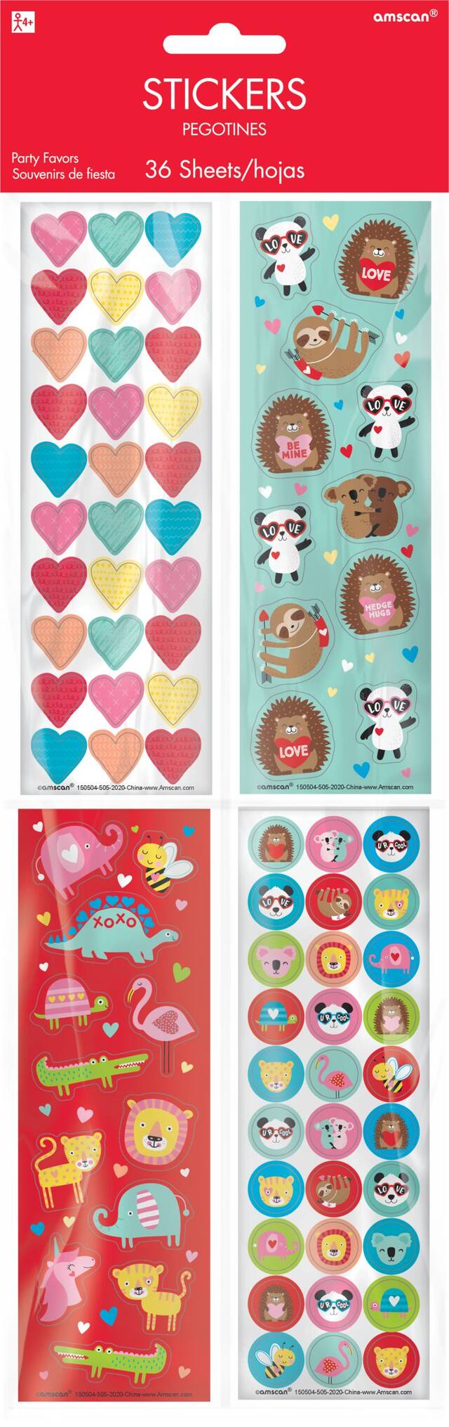 Cuddly Cubs Valentine's Day Stickers, 36-Sheets Front_Flat