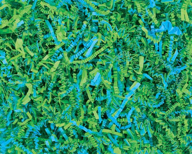 Decorative Gift Wrapping Crinkle Paper Shreds Grass, Blue/Green, 6-oz, for Easter Composite_or_Mixed