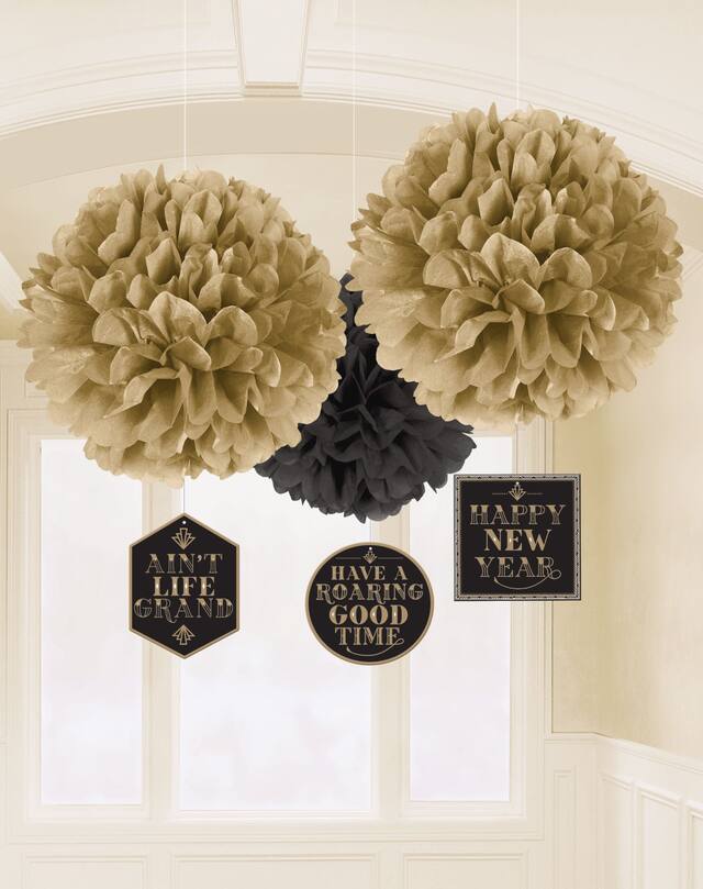 Roaring 20s Tissue Pom-Poms, 3-pk Front_Flat