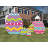 Easter Egg Outdoor Yard Stake Sign Decorations, Multi-Coloured, 22-in, 5-pk, for Easter Yard Decorations Front_Flat