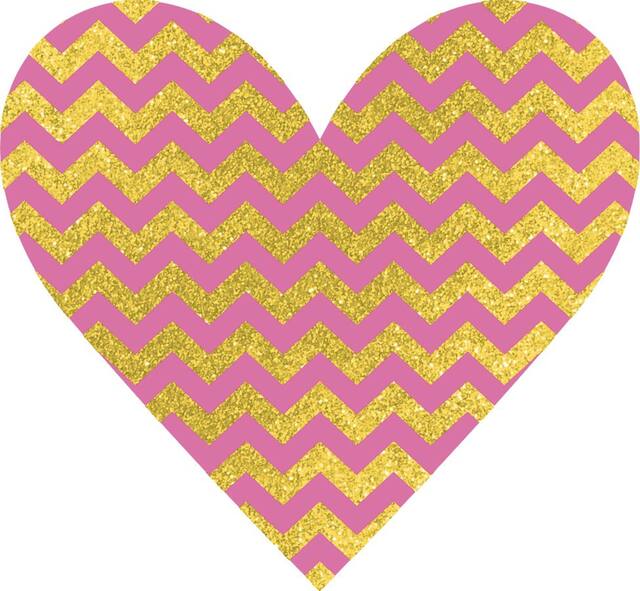 Glitter Dot & Chevron Heart Cut-outs, 9-pc Front_Flat