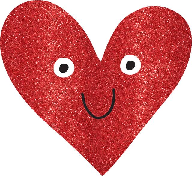 Découpes de coeurs à visage étincelantes, paq. 50 Front_Flat