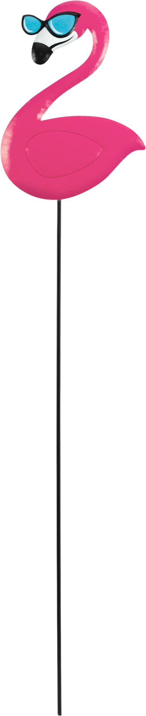 Pink Flamingo with Glasses Yard Stake Front_Flat