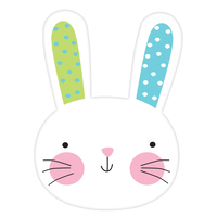 Découpe de lapin avec oreilles à pois Front_Flat