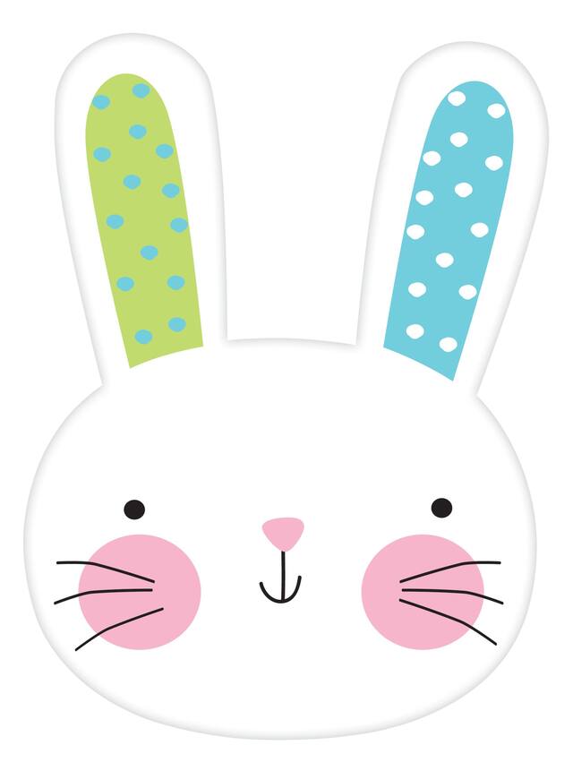 Polka Dot Ears Hello Bunny Cut-Out Easter Decoration Front_Flat