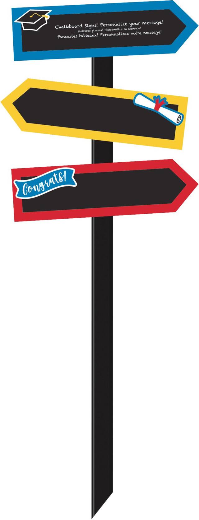 Piquet de pelouse tableau noir du diplômé multicolore Front_Flat