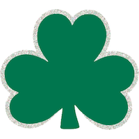 Découpes trèfles scintillants de la Saint-Patrick, vert, paq. 50 Overhead_Flat