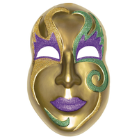 Masquerade Mask Decorative Mask, Gold/Purple/Green, 21-in, for Mardi Gras Front_Flat