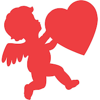 Cupid Table & Wall Cutout Decoration, Red, 11-in, for Valentine's Day