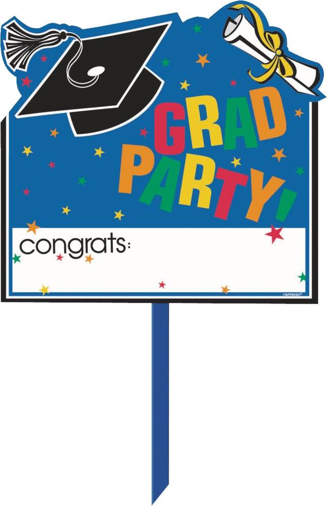 Affiche de pelouse célébration du diplômé avec espace de nom Front_Flat