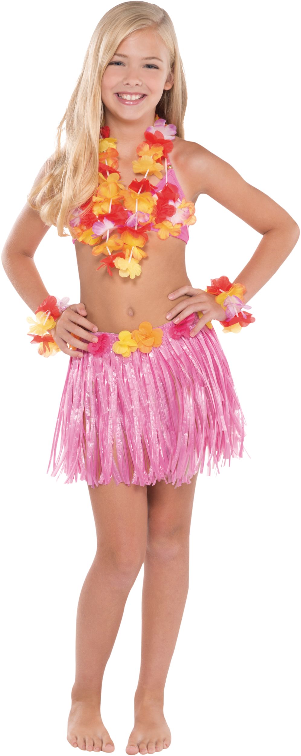 Child Pink Hula Skirt Kit, 5-pc Composite_or_Mixed