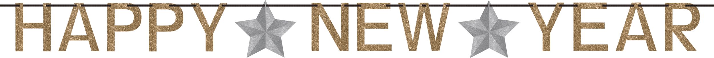 Banderole à lettres Happy New Year or étincelant Front_Flat