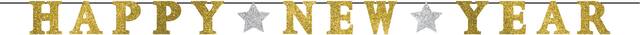 Banderole à lettres Happy New Year or étincelant Front_Flat