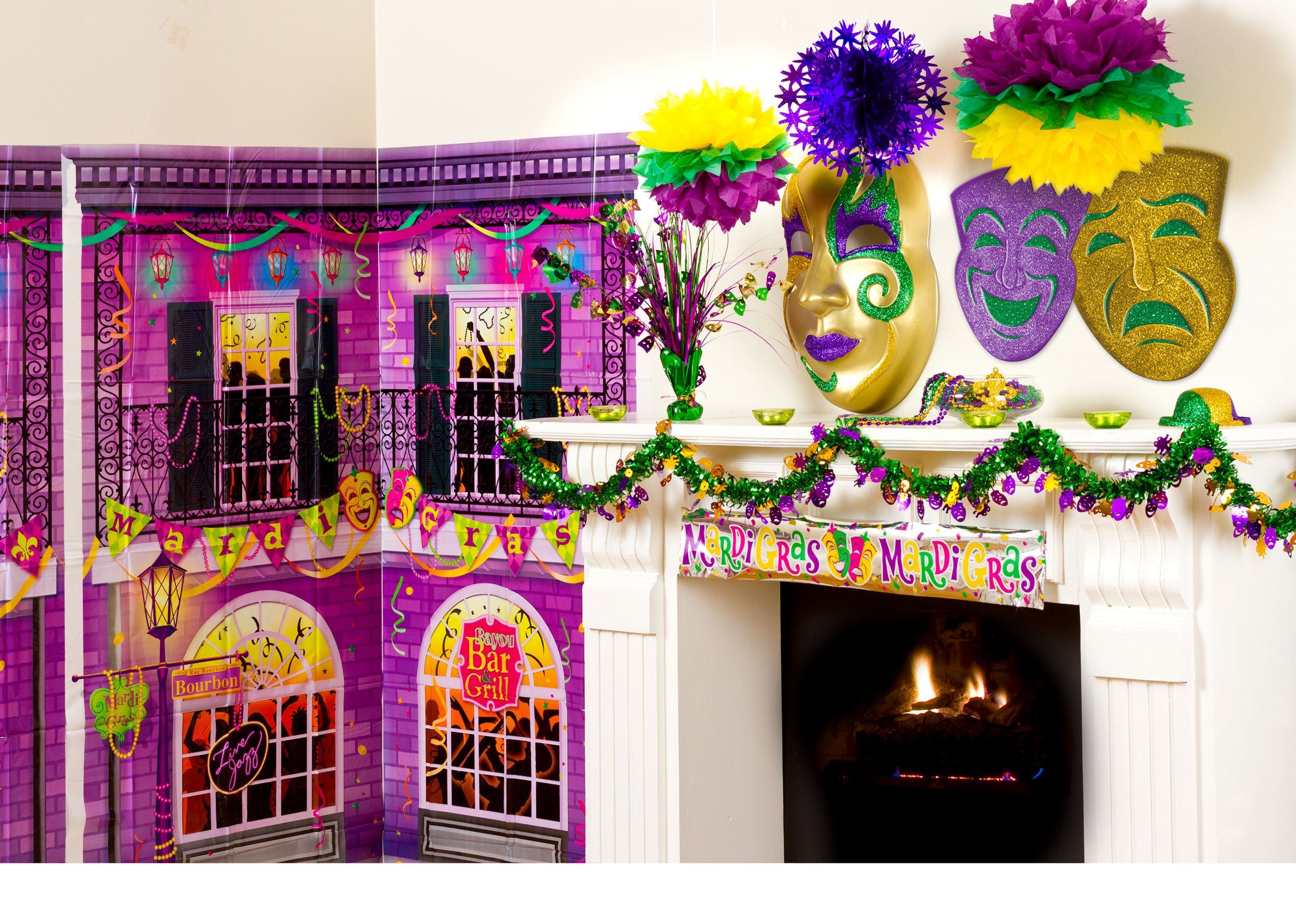 Décorations de fenêtre en vinyle du Mardi Gras, paq. 13 Composite_or_Mixed