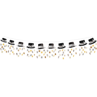 Guirlande chapeaux haut de forme, noir, doré et argenté Front_Flat