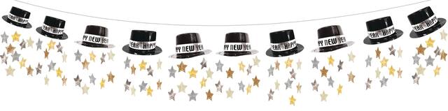 Top Hat Garland, Black, Gold and Silver Front_Flat