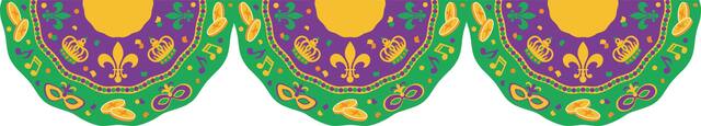 Hanging Bunting Garland Banner Decoration, Green/Purple, 11-ft, for Mardi Gras Front_Flat
