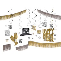 Black, Silver & Gold New Year's Room Decorating Kit, 28-pc Composite_or_Mixed