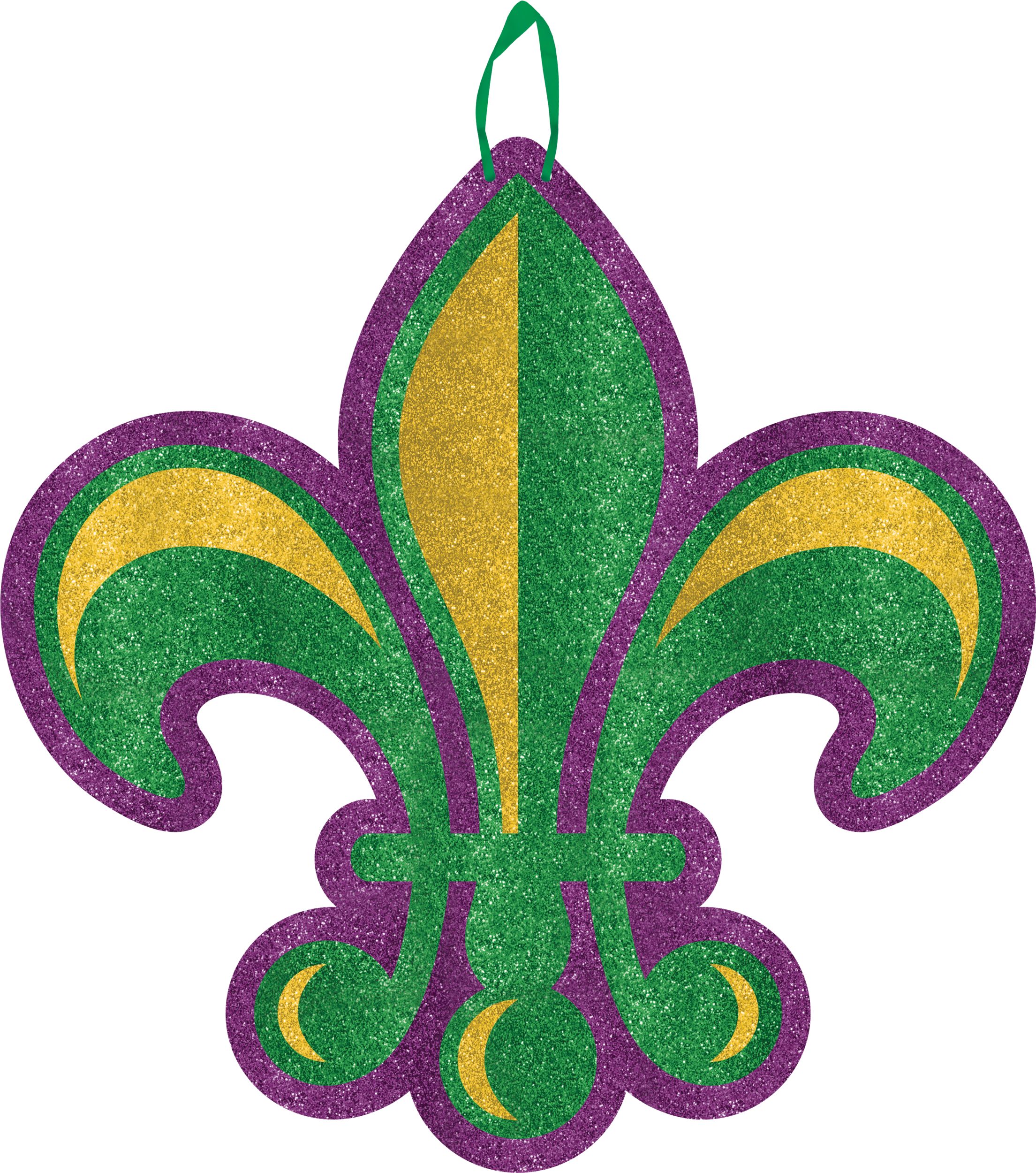 Affiche étincelante fleur de lys du Mardi Gras Front_Flat