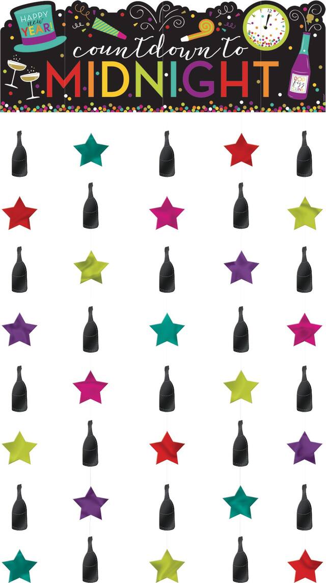 Colourful Countdown New Year's Doorway Curtain Front_Flat