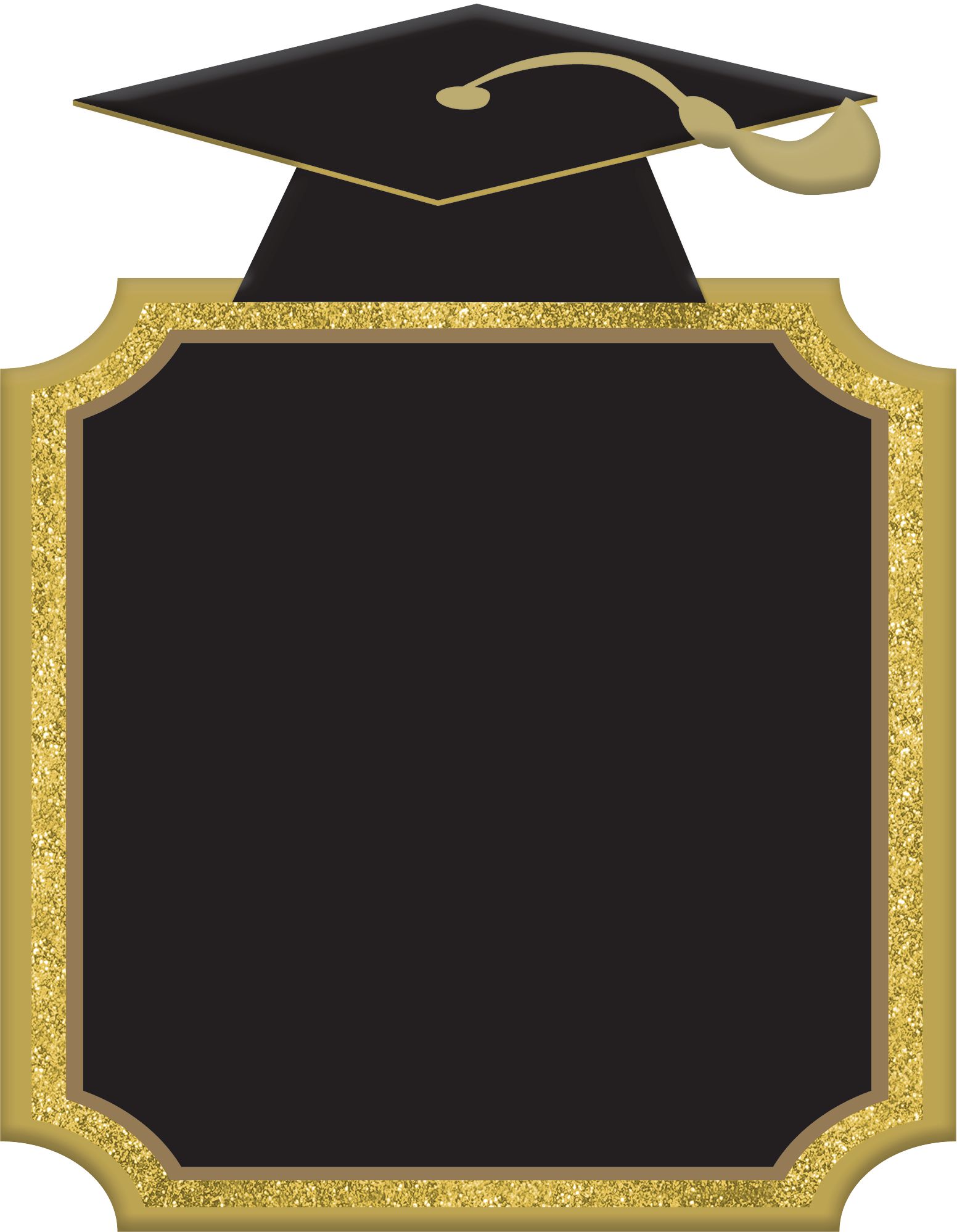 Grad Cap Chalkboard Stand Easel Sign Decoration, Black/Gold, 11-in, for Graduation Front_Flat