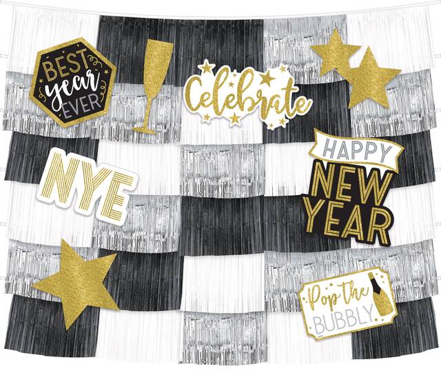 New Year's Eve Fringe Banners with Cutouts, 14-pc Front_Flat