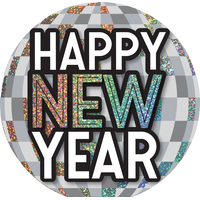 Affiche de style chevalet boule disco Happy New Year Front_Flat