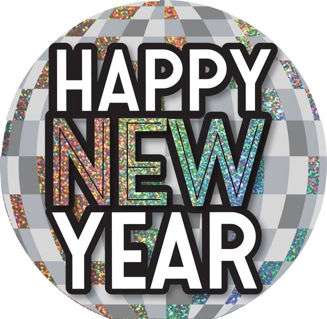 Happy New Year Disco Ball Easel Sign Front_Flat