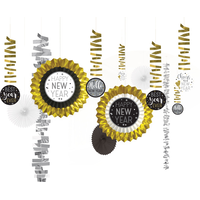 Black, Gold & Silver New Year's Eve Room Decorating Kit, 13-pc Front_Flat