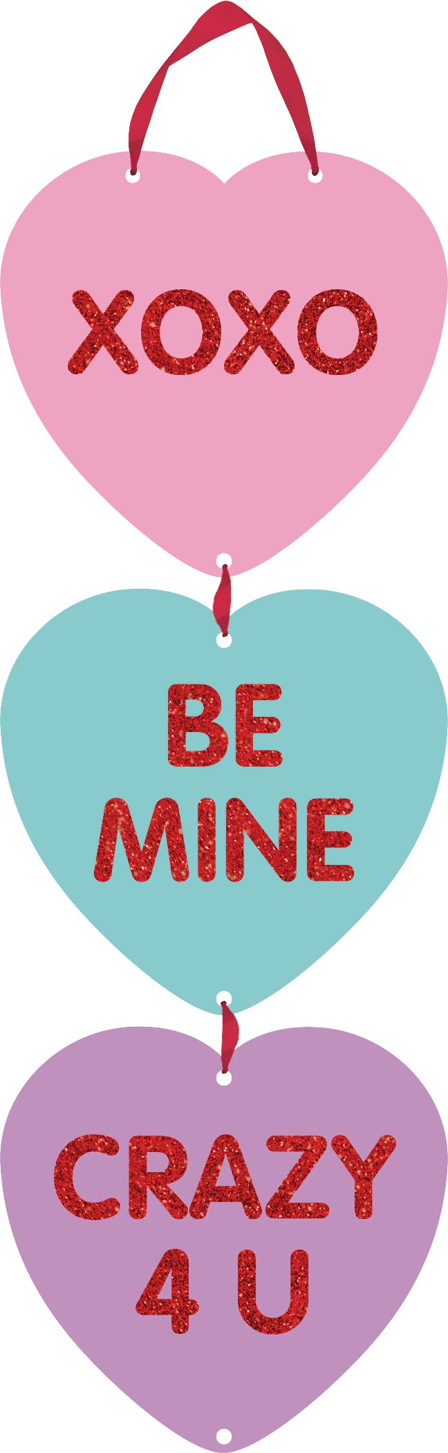 Glitter Candy Heart Stacked Sign Front_Flat