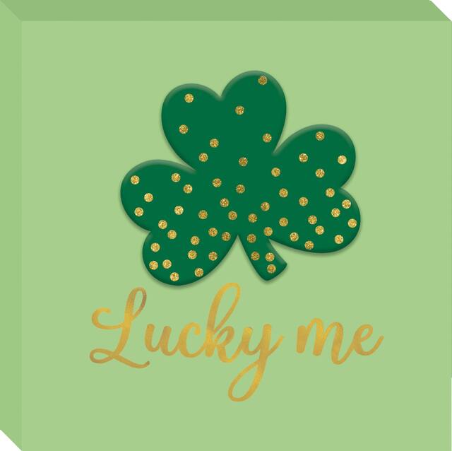 Bloc de décoration Lucky Me de la Saint-Patrick, vert Front_Angled_Right