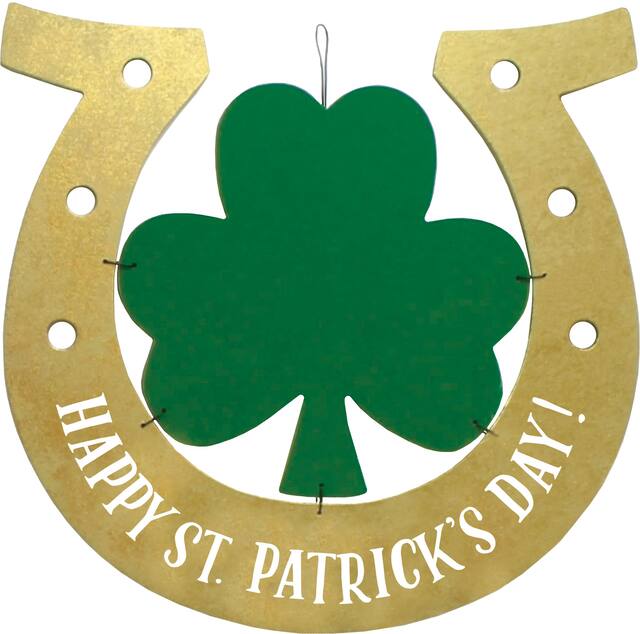St. Patrick’s Day Shamrock & Horseshoe Sign Front_Flat