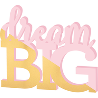 Bloc décoration à lettres Dream Big or et rose Front_Flat