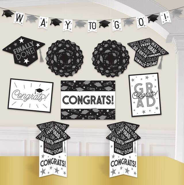 Grid Graduation Room Decorating Kit, 10-pc Front_Flat