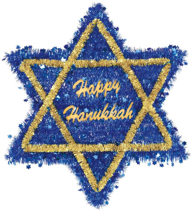 Étoile de David en guirlande bleu et or Front_Flat