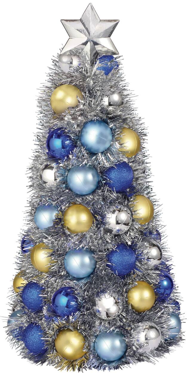 Ornement arbre de Noëloukka bleu, or et argent Front_Flat