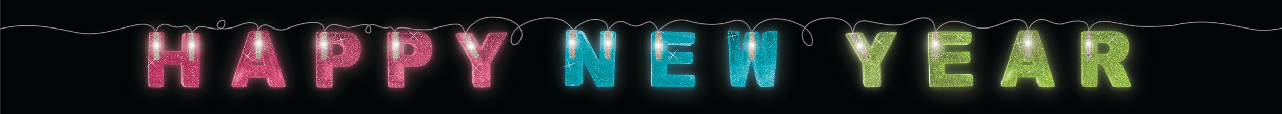 New Year's Glow LED String Lights Front_Flat