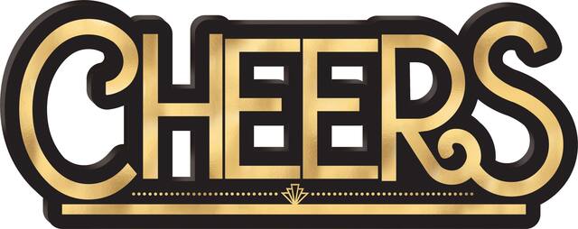 Black & Gold Cheers Block Sign Front_Flat