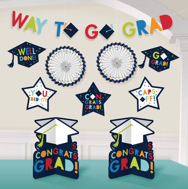 Navy Class of Awesome Grad Room Decorating Kit Composite_or_Mixed