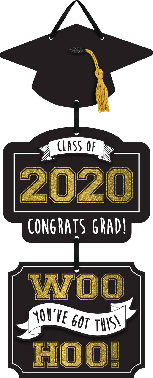 Glitter 2019 Graduation Stacked Sign Front_Flat