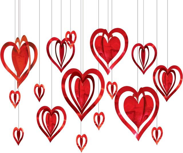 Décorations de coeurs 3D métalliques, paq. 16 Front_Flat