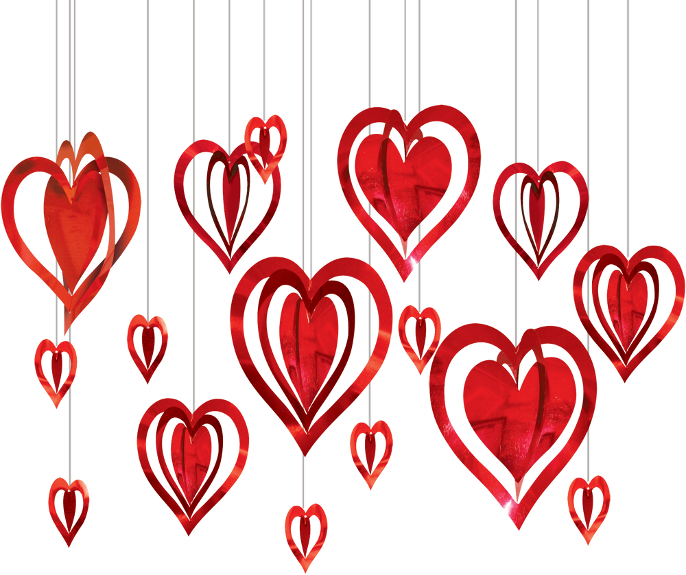 3D Foil Heart Decorations, 16-pc