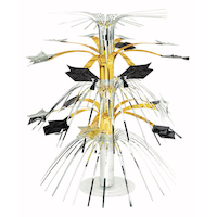 Black, Gold, & Silver Graduation Cascade Centerpiece Front_Elevated