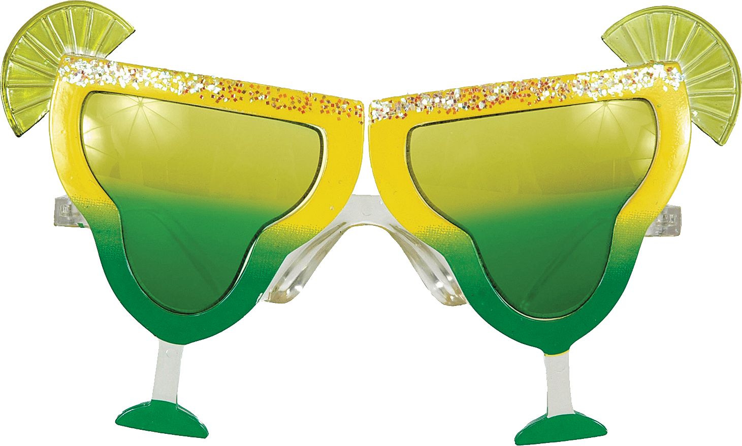 Margarita Glass Wearable Sunglasses, Green/White, One Size, for Birthday Party/Halloween Front_Flat