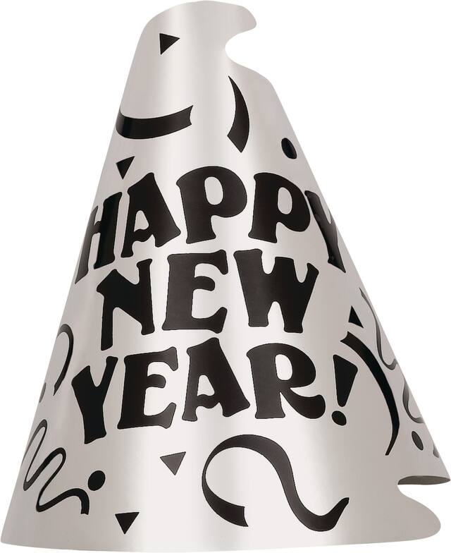 Chapeau pointu du Nouvel An argent métallique Front_Flat