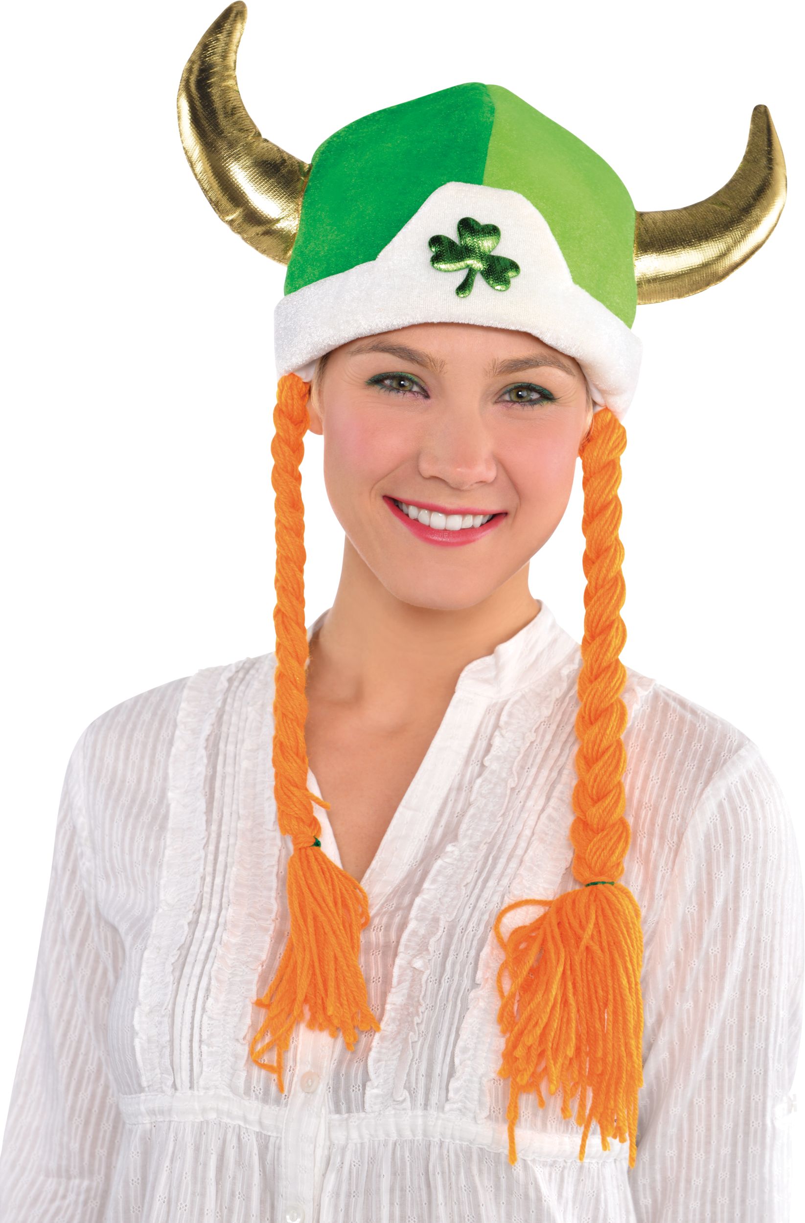 Shamrock Viking Hat with Braids Front_Flat