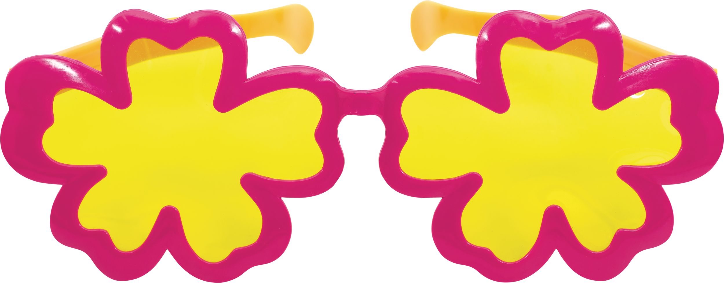 Hibiscus Flower Wearable Sunglasses, Pink/Yellow, One Size, for Summer Party Front_Elevated